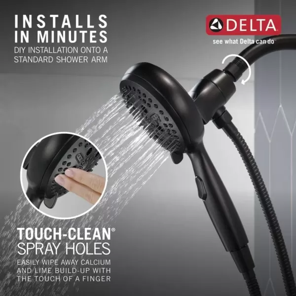 imageDelta Faucet 54810PK SureDock Chrome Hand Shower with MagnaTite Technology 7 Spray SettingsMatte Black