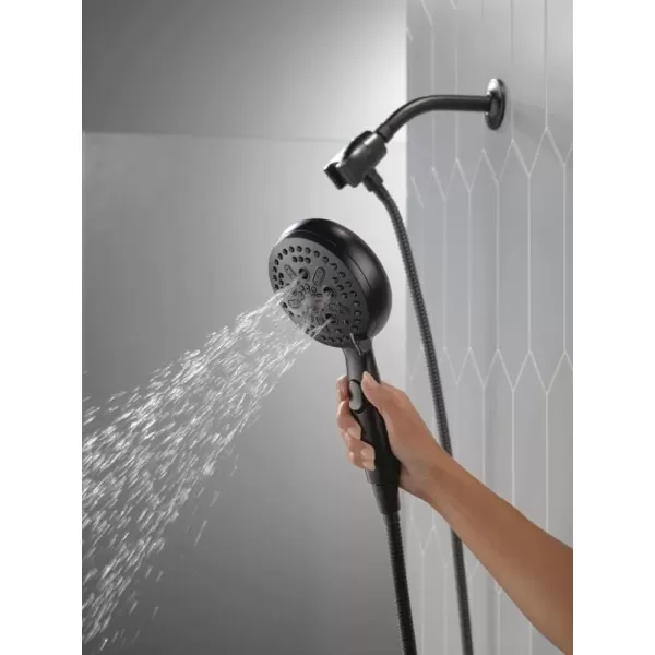 imageDelta Faucet 54810PK SureDock Chrome Hand Shower with MagnaTite Technology 7 Spray SettingsMatte Black