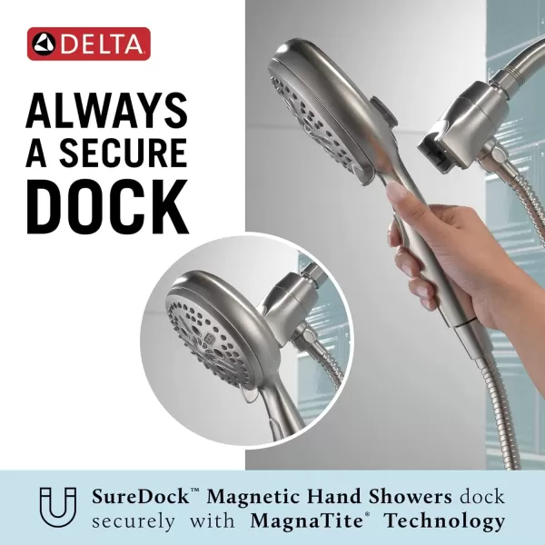 imageDelta Faucet 54810PK SureDock Chrome Hand Shower with MagnaTite Technology 7 Spray SettingsStainless