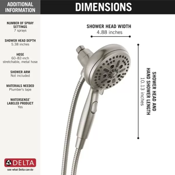 imageDelta Faucet 54810PK SureDock Chrome Hand Shower with MagnaTite Technology 7 Spray SettingsStainless