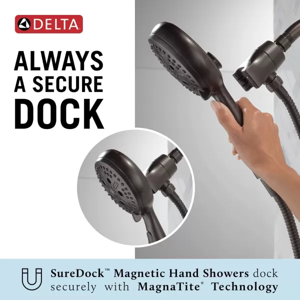 imageDelta Faucet 54810PK SureDock Chrome Hand Shower with MagnaTite Technology 7 Spray SettingsVenetian Bronze