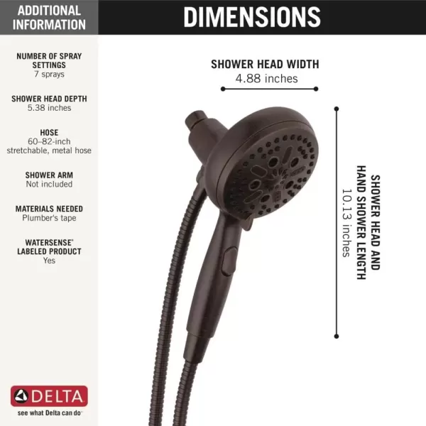 imageDelta Faucet 54810PK SureDock Chrome Hand Shower with MagnaTite Technology 7 Spray SettingsVenetian Bronze