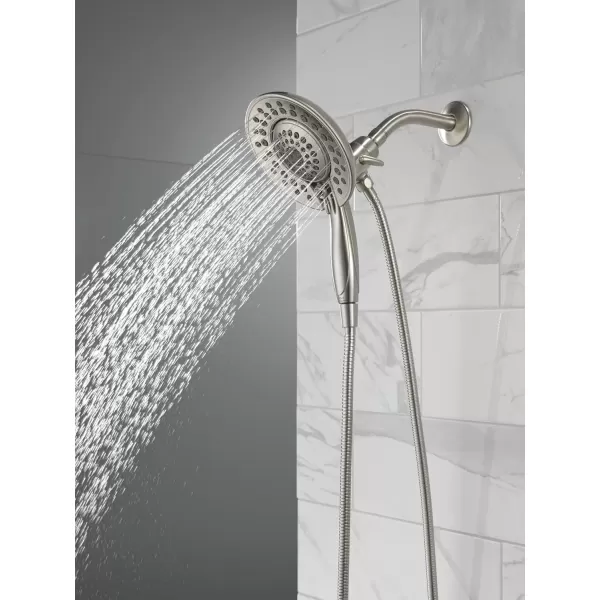 imageDelta Faucet 5Spray In2ition 2in1 Dual Shower Head with HandHeld Spray Brushed Nickel Hand Held Shower Head with Hose Handheld Shower Heads 175 GPM Shower Head Stainless 58569SSPK