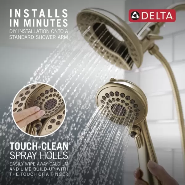 imageDelta Faucet 5Spray In2ition 2in1 Dual Shower Head with HandHeld Spray Gold Hand Held Shower Head with Hose Handheld Shower Heads 175 GPM Shower Head Champagne Bronze 58569CZPK