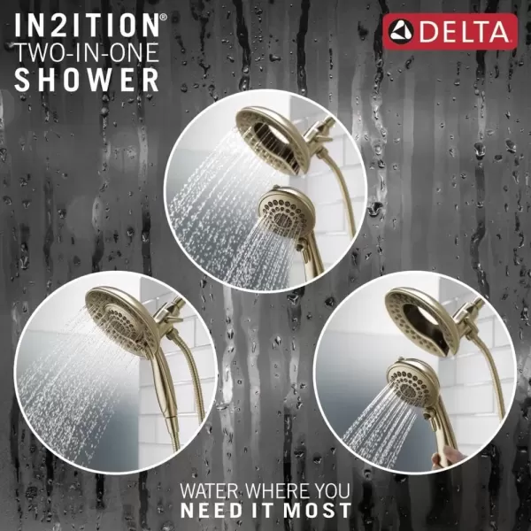 imageDelta Faucet 5Spray In2ition 2in1 Dual Shower Head with HandHeld Spray Gold Hand Held Shower Head with Hose Handheld Shower Heads 175 GPM Shower Head Champagne Bronze 58569CZPK