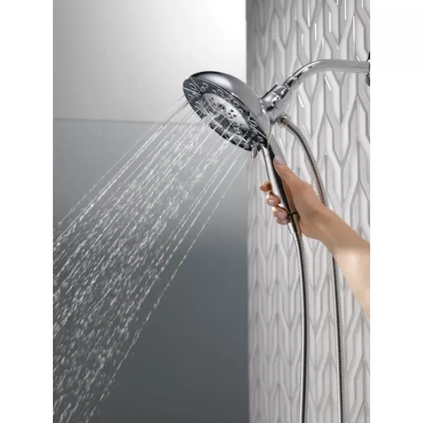 imageDelta Faucet 5Spray In2ition Dual Shower Head with HandHeld Spray H2Okinetic Chrome Shower Head with Hose Showerheads Handheld Shower Heads Lumicoat Chrome 58480PRPKChrome