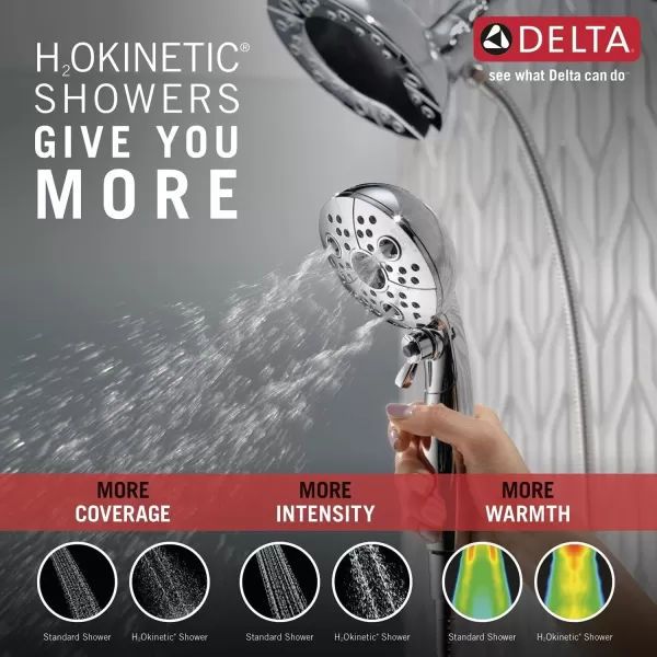 imageDelta Faucet 5Spray In2ition Dual Shower Head with HandHeld Spray H2Okinetic Chrome Shower Head with Hose Showerheads Handheld Shower Heads Lumicoat Chrome 58480PRPKChrome