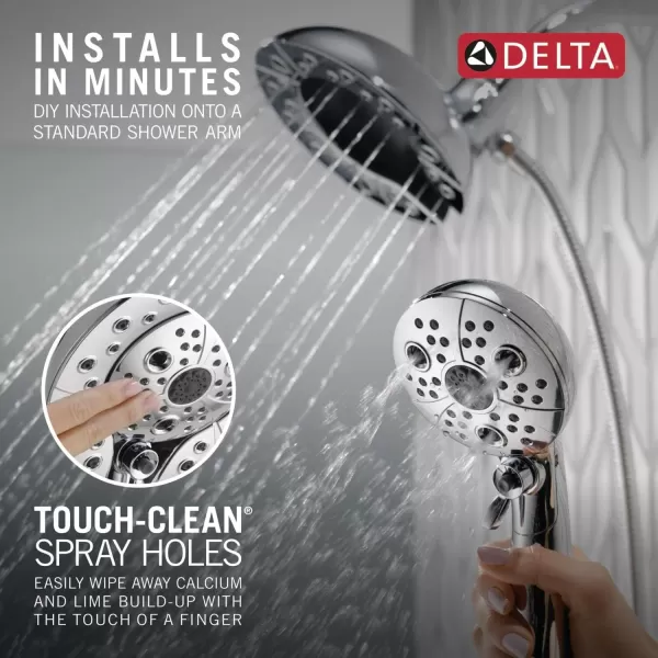 imageDelta Faucet 5Spray In2ition Dual Shower Head with HandHeld Spray H2Okinetic Chrome Shower Head with Hose Showerheads Handheld Shower Heads Lumicoat Chrome 58480PRPKChrome