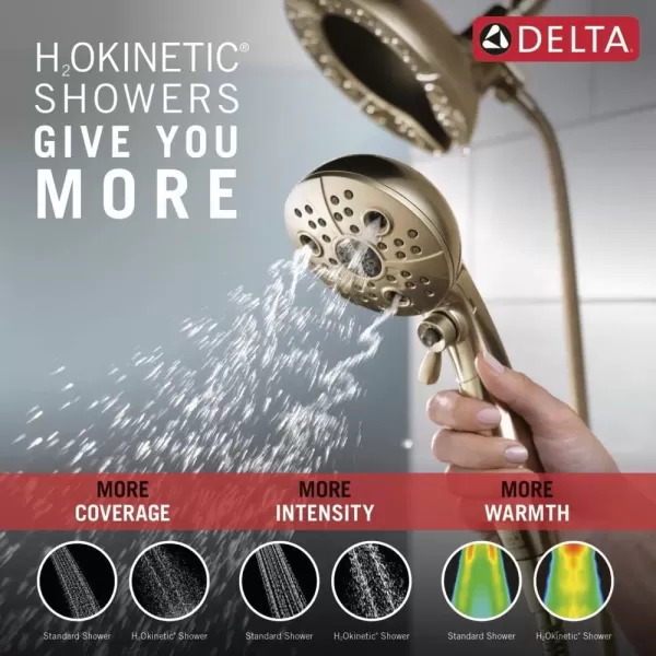 imageDelta Faucet 5Spray In2ition Dual Shower Head with Handheld Spray H2Okinetic Gold Shower Head with Hose Showerheads Handheld Shower Heads Magnetic Docking Champagne Bronze 58480CZPKChampagne Bronze