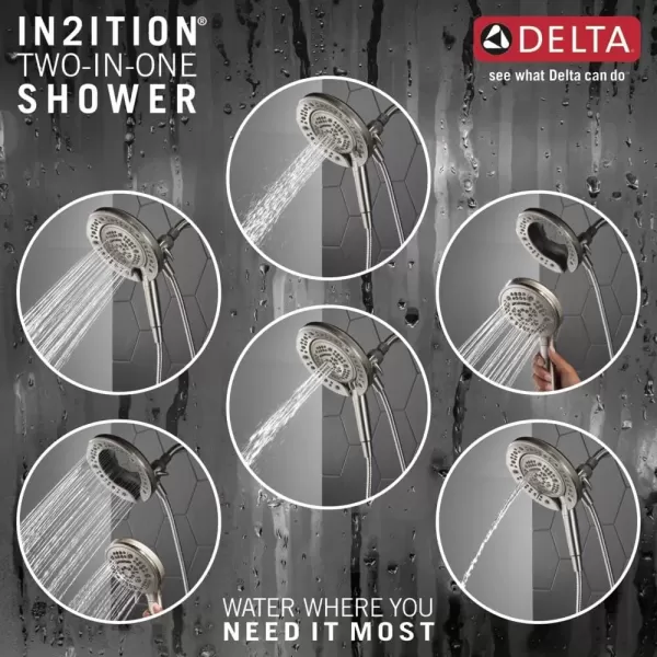 imageDelta Faucet 7Spray In2ition Dual Shower Head with Handheld Spray Brushed Nickel Shower Head with Hose Showerheads ampamp Handheld Showers Handheld Shower Heads Satin Nickel 75687DSNStainless