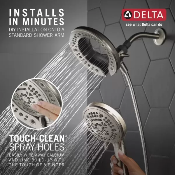 imageDelta Faucet 7Spray In2ition Dual Shower Head with Handheld Spray Brushed Nickel Shower Head with Hose Showerheads ampamp Handheld Showers Handheld Shower Heads Satin Nickel 75687DSNStainless