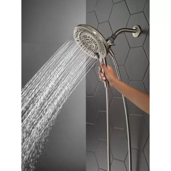 imageDelta Faucet 7Spray In2ition Dual Shower Head with Handheld Spray Brushed Nickel Shower Head with Hose Showerheads ampamp Handheld Showers Handheld Shower Heads Satin Nickel 75687DSNStainless