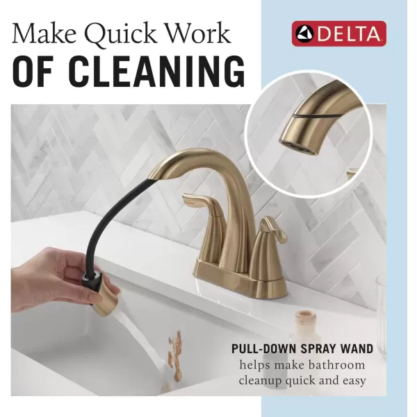 imageDelta Faucet Arvo PullDown Centerset Bathroom Faucet Gold Bathroom Sink Faucet Bathroom Faucet with Pull Out Sprayer 3Hole Bathroom Faucet Champagne Bronze 25840LFCZPDChampagne Bronze