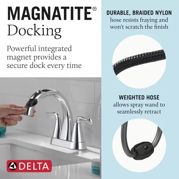 imageDelta Faucet Arvo PullDown Centerset Bathroom Faucet Gold Bathroom Sink Faucet Bathroom Faucet with Pull Out Sprayer 3Hole Bathroom Faucet Champagne Bronze 25840LFCZPDChrome