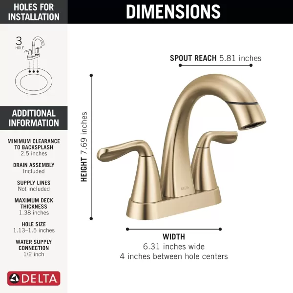 imageDelta Faucet Arvo PullDown Centerset Bathroom Faucet Gold Bathroom Sink Faucet Bathroom Faucet with Pull Out Sprayer 3Hole Bathroom Faucet Champagne Bronze 25840LFCZPDChampagne Bronze