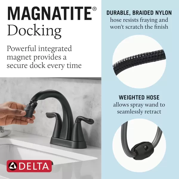 imageDelta Faucet Arvo PullDown Centerset Bathroom Faucet Gold Bathroom Sink Faucet Bathroom Faucet with Pull Out Sprayer 3Hole Bathroom Faucet Champagne Bronze 25840LFCZPDMatte Black