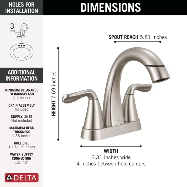imageDelta Faucet Arvo PullDown Centerset Bathroom Faucet Gold Bathroom Sink Faucet Bathroom Faucet with Pull Out Sprayer 3Hole Bathroom Faucet Champagne Bronze 25840LFCZPDSpotshield Brushed Nickel