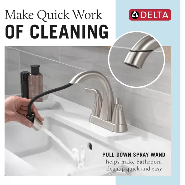 imageDelta Faucet Arvo PullDown Centerset Bathroom Faucet Gold Bathroom Sink Faucet Bathroom Faucet with Pull Out Sprayer 3Hole Bathroom Faucet Champagne Bronze 25840LFCZPDSpotshield Brushed Nickel