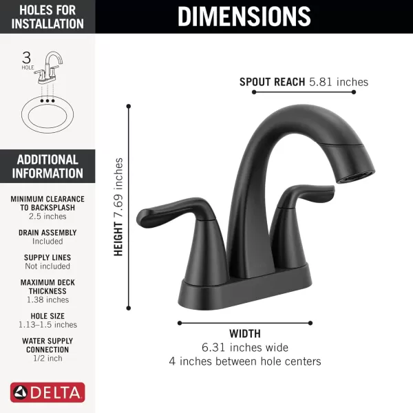 imageDelta Faucet Arvo PullDown Centerset Bathroom Faucet Gold Bathroom Sink Faucet Bathroom Faucet with Pull Out Sprayer 3Hole Bathroom Faucet Champagne Bronze 25840LFCZPDMatte Black