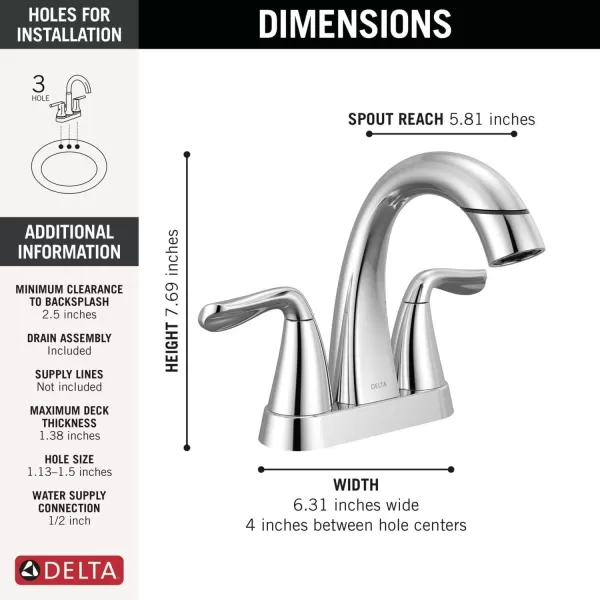 imageDelta Faucet Arvo PullDown Centerset Bathroom Faucet Gold Bathroom Sink Faucet Bathroom Faucet with Pull Out Sprayer 3Hole Bathroom Faucet Champagne Bronze 25840LFCZPDChrome
