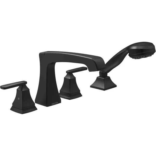imageDelta Faucet Ashlyn Roman Tub Faucet with Hand Shower  T4764BL  Bathtub Faucet with Handles ampamp Hand Shower  Matte Black Valve Sold SeparatelyMatte Black