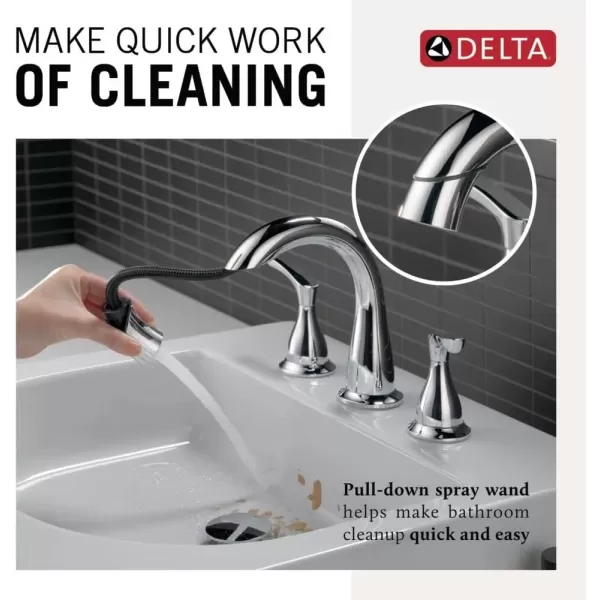 imageDelta Faucet Broadmoor Pull Down Bathroom Faucet Black Bathroom Pull Out Faucet Widespread Bathroom Faucet 3 Hole with Magnet Dock Bathroom Sink Faucet Matte Black 35765LFBLPDChrome