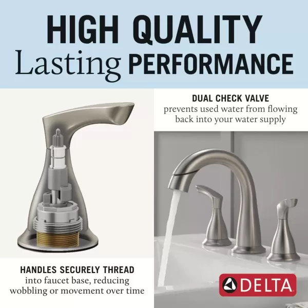 imageDelta Faucet Broadmoor Pull Down Bathroom Faucet Black Bathroom Pull Out Faucet Widespread Bathroom Faucet 3 Hole with Magnet Dock Bathroom Sink Faucet Matte Black 35765LFBLPDSpotShield Stainless