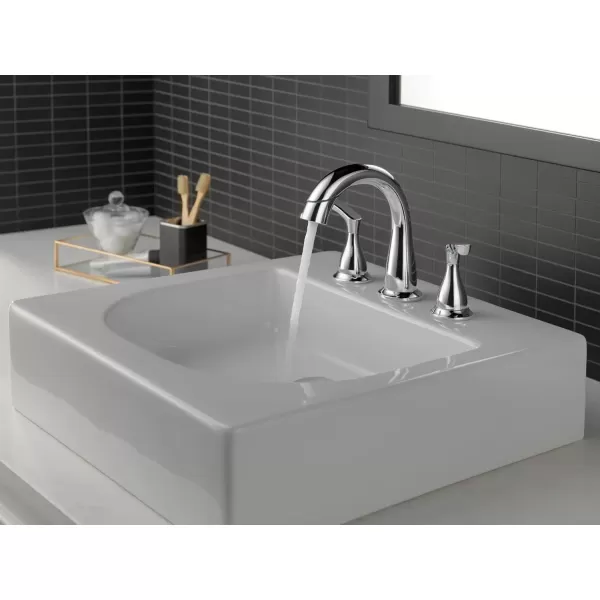 imageDelta Faucet Broadmoor Pull Down Bathroom Faucet Black Bathroom Pull Out Faucet Widespread Bathroom Faucet 3 Hole with Magnet Dock Bathroom Sink Faucet Matte Black 35765LFBLPDChrome