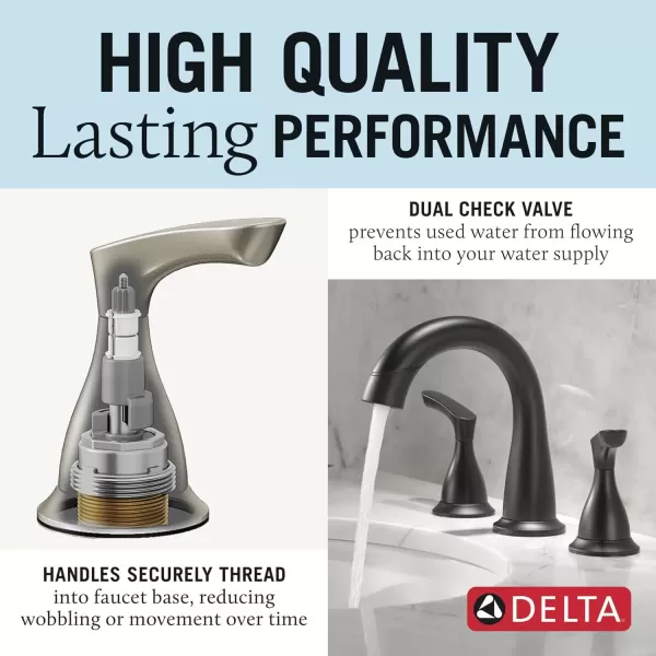 imageDelta Faucet Broadmoor Pull Down Bathroom Faucet Black Bathroom Pull Out Faucet Widespread Bathroom Faucet 3 Hole with Magnet Dock Bathroom Sink Faucet Matte Black 35765LFBLPDMatte Black