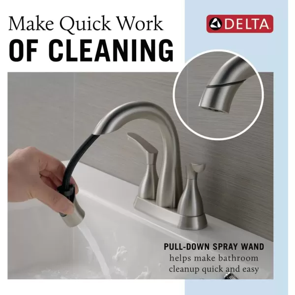 imageDelta Faucet Broadmoor Pull Down Bathroom Faucet Brushed Nickel Bathroom Faucet Bathroom Sink Faucet with Pull Down Sprayer Centerset Bathroom Faucet with Magnetic Docking Stainless 25765LFSSPDSpotShield Stainless