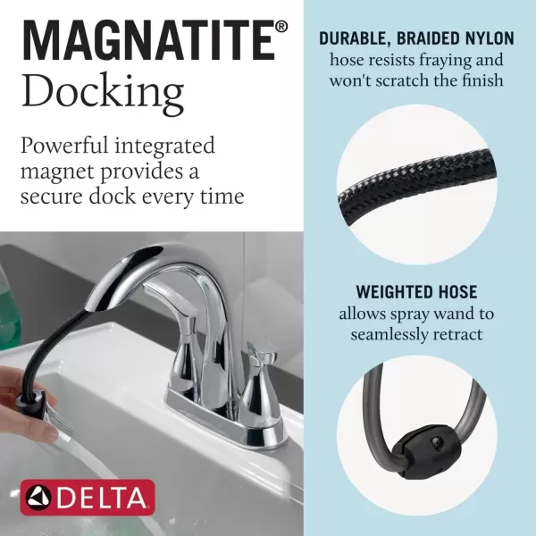 imageDelta Faucet Broadmoor Pull Down Bathroom Faucet Brushed Nickel Bathroom Faucet Bathroom Sink Faucet with Pull Down Sprayer Centerset Bathroom Faucet with Magnetic Docking Stainless 25765LFSSPDChrome