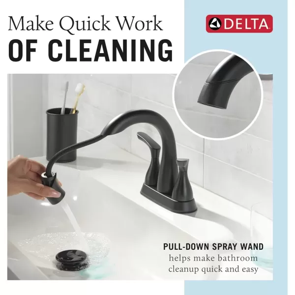 imageDelta Faucet Broadmoor Pull Down Bathroom Faucet Brushed Nickel Bathroom Faucet Bathroom Sink Faucet with Pull Down Sprayer Centerset Bathroom Faucet with Magnetic Docking Stainless 25765LFSSPDMatte Black