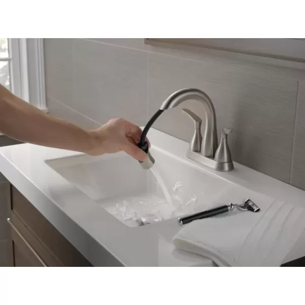 imageDelta Faucet Broadmoor Pull Down Bathroom Faucet Brushed Nickel Bathroom Faucet Bathroom Sink Faucet with Pull Down Sprayer Centerset Bathroom Faucet with Magnetic Docking Stainless 25765LFSSPDSpotShield Stainless