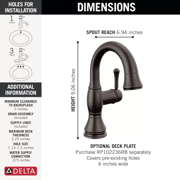 imageDelta Faucet Cassidy Pull Down Bathroom Faucet Bathroom Pull Out Faucet Oil Rubbed Bronze Single Hole Bathroom Faucet Bathroom Sink Faucet with Magnetic Docking Venetian Bronze 597RBPDDSTVenetian Bronze