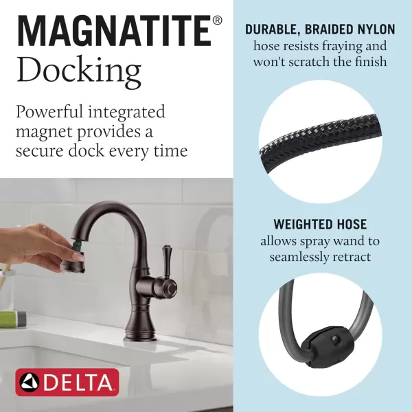 imageDelta Faucet Cassidy Pull Down Bathroom Faucet Bathroom Pull Out Faucet Oil Rubbed Bronze Single Hole Bathroom Faucet Bathroom Sink Faucet with Magnetic Docking Venetian Bronze 597RBPDDSTVenetian Bronze