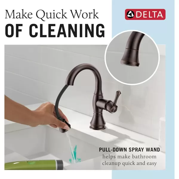 imageDelta Faucet Cassidy Pull Down Bathroom Faucet Bathroom Pull Out Faucet Oil Rubbed Bronze Single Hole Bathroom Faucet Bathroom Sink Faucet with Magnetic Docking Venetian Bronze 597RBPDDSTVenetian Bronze