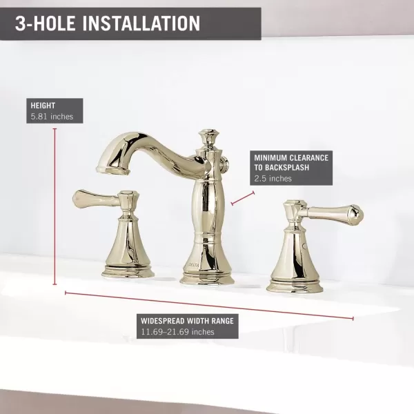 imageDelta Faucet Cassidy Pull Down Bathroom Faucet Brushed Nickel Widespread Bathroom Faucet 3 Hole Bathroom Sink Faucet with Magnetic Docking Stainless 3597SSPDDSTPolished Nickel