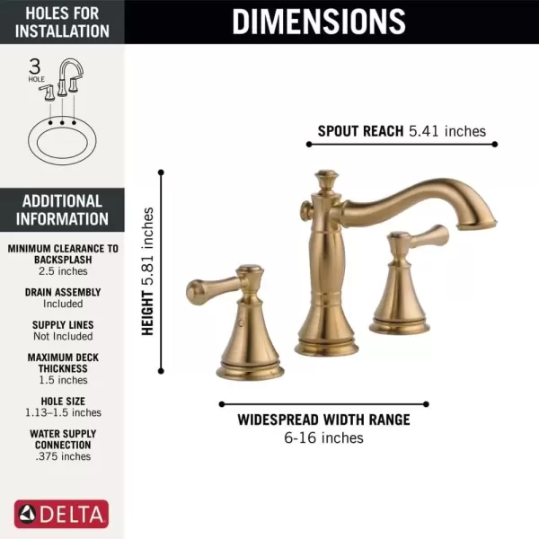 imageDelta Faucet Cassidy Pull Down Bathroom Faucet Brushed Nickel Widespread Bathroom Faucet 3 Hole Bathroom Sink Faucet with Magnetic Docking Stainless 3597SSPDDSTChampagne Bronze