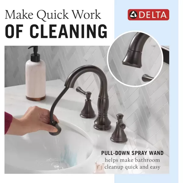 imageDelta Faucet Cassidy Pull Down Bathroom Faucet Brushed Nickel Widespread Bathroom Faucet 3 Hole Bathroom Sink Faucet with Magnetic Docking Stainless 3597SSPDDSTVenetian Bronze