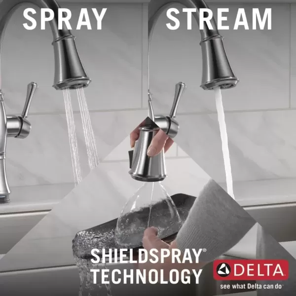 imageDelta Faucet Cassidy Touch Kitchen Faucet Brushed Nickel Kitchen Faucets with Pull Down Sprayer Kitchen Sink Faucet Delta Touch2O Technology Lumicoat Arctic Stainless 9197TARPRDST