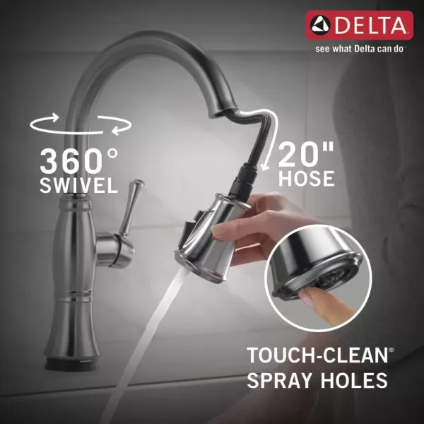 imageDelta Faucet Cassidy Touch Kitchen Faucet Brushed Nickel Kitchen Faucets with Pull Down Sprayer Kitchen Sink Faucet Delta Touch2O Technology Lumicoat Arctic Stainless 9197TARPRDST