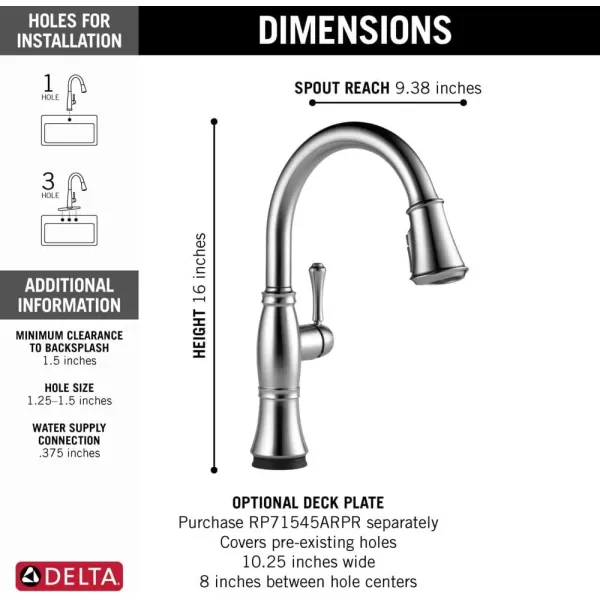 imageDelta Faucet Cassidy Touch Kitchen Faucet Brushed Nickel Kitchen Faucets with Pull Down Sprayer Kitchen Sink Faucet Delta Touch2O Technology Lumicoat Arctic Stainless 9197TARPRDST