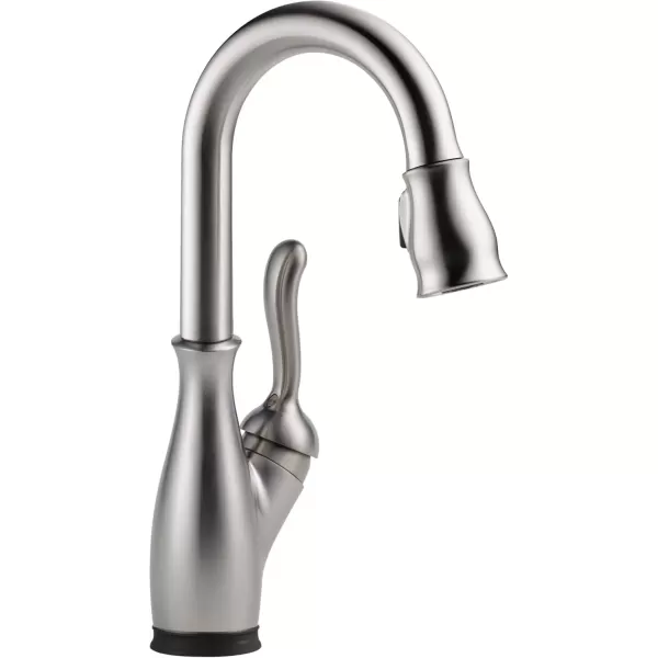 imageDelta Faucet Leland Touch Bar Faucet with Touchless Technology Bar Faucet with Pull Down Sprayer Black Bar Sink Faucet Prep Sink Faucet Wet Bar Faucet Matte Black 9678TLBLDSTSpotShield Stainless
