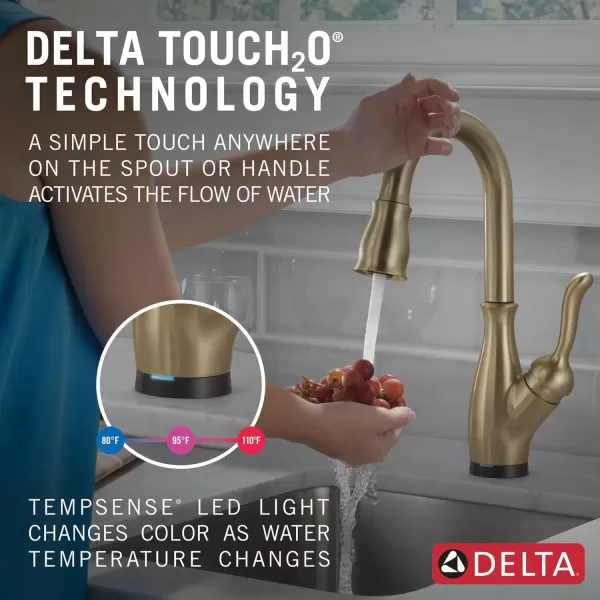 imageDelta Faucet Leland Touch Bar Faucet with Touchless Technology Bar Faucet with Pull Down Sprayer Black Bar Sink Faucet Prep Sink Faucet Wet Bar Faucet Matte Black 9678TLBLDSTChampagne Bronze