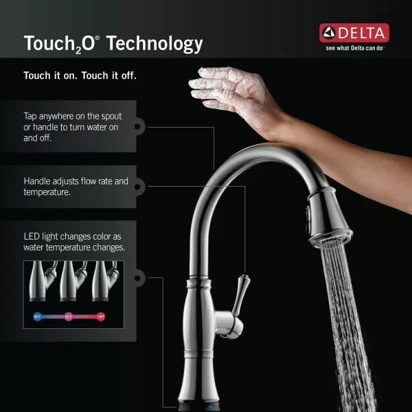 imageDelta Faucet Leland Touch Bar Faucet with Touchless Technology Bar Faucet with Pull Down Sprayer Black Bar Sink Faucet Prep Sink Faucet Wet Bar Faucet Matte Black 9678TLBLDSTChrome