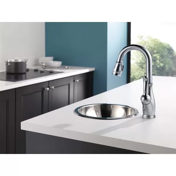 imageDelta Faucet Leland Touch Bar Faucet with Touchless Technology Bar Faucet with Pull Down Sprayer Black Bar Sink Faucet Prep Sink Faucet Wet Bar Faucet Matte Black 9678TLBLDSTArctic Stainless