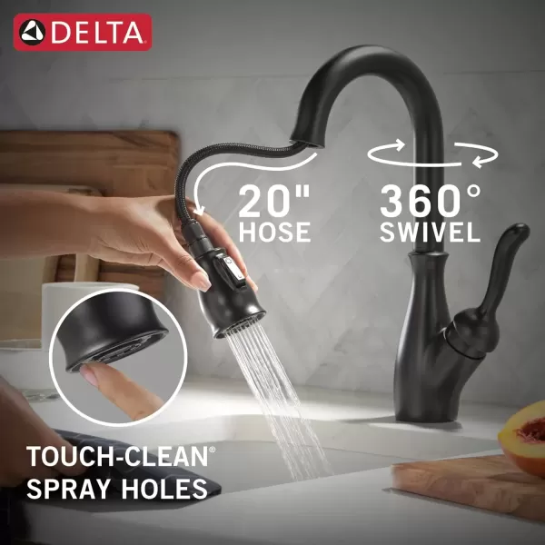 imageDelta Faucet Leland Touch Bar Faucet with Touchless Technology Bar Faucet with Pull Down Sprayer Black Bar Sink Faucet Prep Sink Faucet Wet Bar Faucet Matte Black 9678TLBLDSTMatte Black