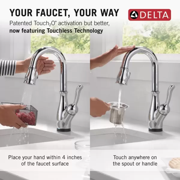 imageDelta Faucet Leland Touch Bar Faucet with Touchless Technology Bar Faucet with Pull Down Sprayer Black Bar Sink Faucet Prep Sink Faucet Wet Bar Faucet Matte Black 9678TLBLDSTChrome