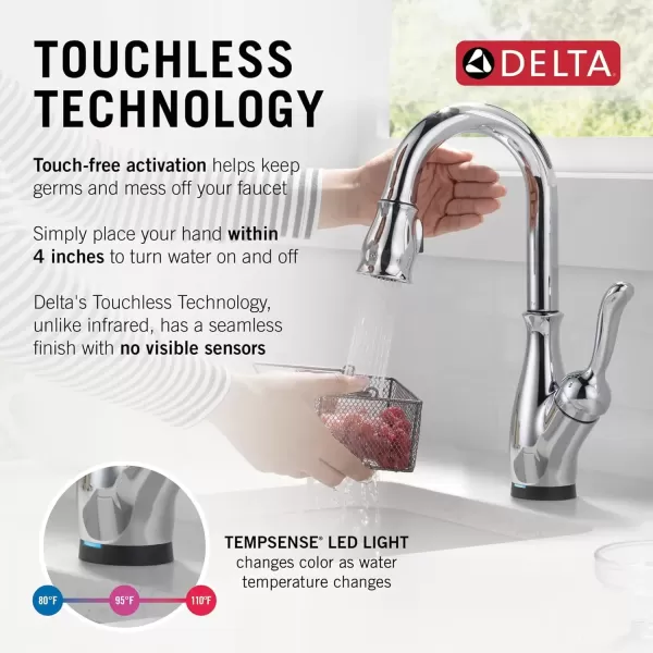 imageDelta Faucet Leland Touch Bar Faucet with Touchless Technology Bar Faucet with Pull Down Sprayer Black Bar Sink Faucet Prep Sink Faucet Wet Bar Faucet Matte Black 9678TLBLDSTChrome