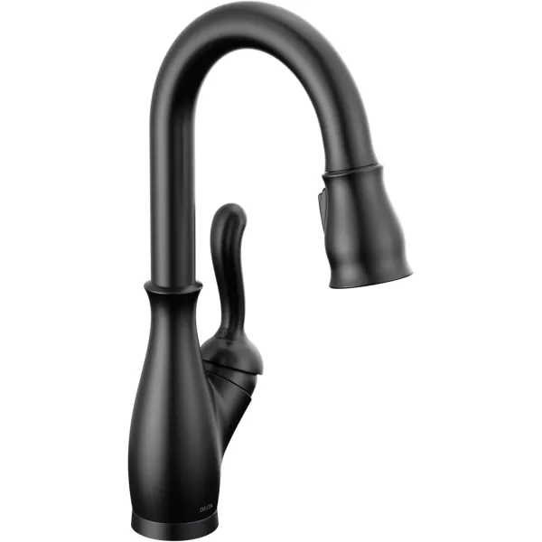 imageDelta Faucet Leland Touch Bar Faucet with Touchless Technology Bar Faucet with Pull Down Sprayer Black Bar Sink Faucet Prep Sink Faucet Wet Bar Faucet Matte Black 9678TLBLDSTMatte Black